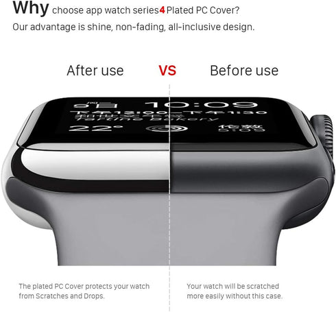 Compatible with Apple Watch Case 44mm 40mm, Super Thin PC Plated Bumper Protector Shiny Cover Lightweight Slim Shell Shockproof Frame Accessories ...