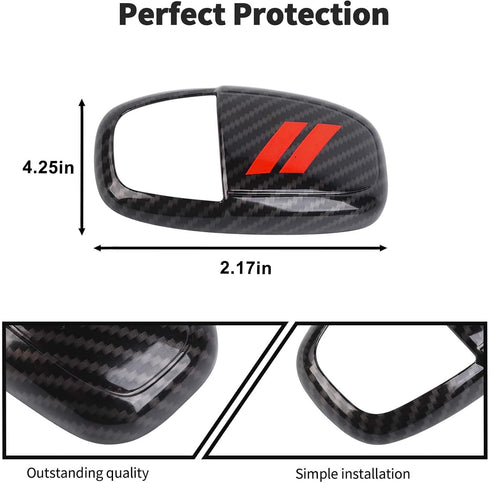 JWWY Gear Shift Shifter Knobs Cover Trim for 2015-2024+ Dodge Challenger Charger 2018-2023 Durango Interior Accessories Red Carbon Fiber......