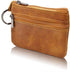 Women Genuine Leather Coin Pouch Zip Mini Purse Wallet Key Chain Double Zipper...