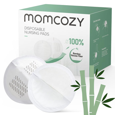 Momcozy Bamboo Fiber Disposable Nursing Pads, 100% Natural Materials and 100% Biodegradable Breast Pads, Breastfeeding Essentials for Moms, 80 Cou...