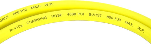 Refrigeration Hose - 60" (150cm) - Working Pressure: 800 PSI -1/4" Female Flare Brass Knurled Fittings with PTFE Gasket Seats - 45° Angle Connecto...