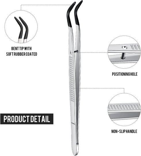2 Pieces Rubber Bent Tip Tweezers PVC Rubber Coated Soft Non Marring Curved Tweezers Lab Industrial Hobby Craft Jewelry Hobby Coin Stamp Tweezers ...