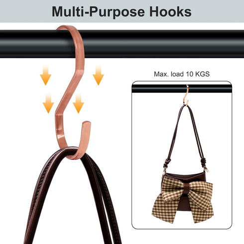 SumDirect 10pcs 4 Inch Rose Gold Flat S Hooks, Heavy Duty Stainless Steel S Shaped Hooks for Hanging...