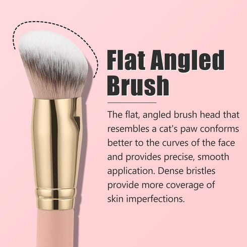 TEOYALL Flat Angled Foundation Brush, Large Dense Synthetic Bristles Kabuki Brush for Base Makeup with Liquid Cream Powder...
