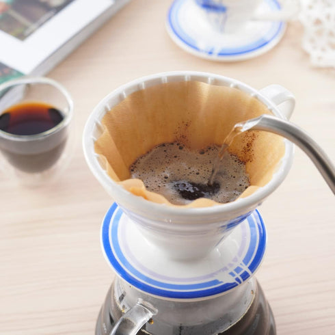 BLUE BREW Ceramic Pour Over Coffee Dripper, Size 01 Cone Coffee Maker (1-2 Cups), Manual Brew Maker, Dishwasher Safe, Portable Slow Brewing Access...