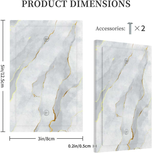 White Grey Marble Light Switch Cover Plates No Device Single Blank Wall Plate Decorative Electrical Faceplate for Bathroom Bedroom Home Decor Acce...