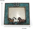 Comfy Hour Western Retro Collection Resin Art 6"x5" Photograph Running Horses Horseshoes Photo Frame Blue...