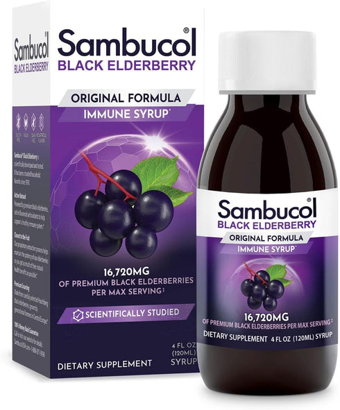 Sambucol Black Elderberry Syrup - Sambucus Elderberry Syrup, Black Elderberry Liquid, Immune Support, Elderberry Syrup for Kids and Adults, High A...