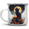 Mystical Black Cat Full Moon Enamel Camp Mug, Fall Halloween Spooky Nature Outdoor Camping Campfire Coffee Cup, Witchy Celestial Autumn Aesthetic ...