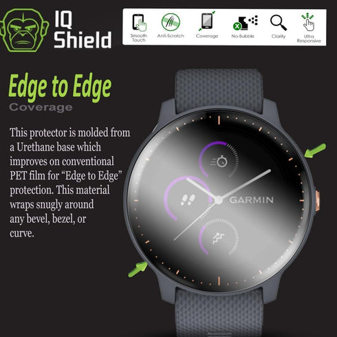 IQShield Screen Protector Compatible with Garmin Vivoactive 3 Music (6-Pack)(Full Coverage) Anti-Bubble Clear TPU Film...