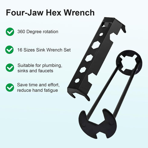16 Sizes Multifunctional Basin Wrench Sink Faucet Plumbing Pipe Tools Plumbers Universal Repair and Install Under Sink Wrench Set for Kitchen Bath...