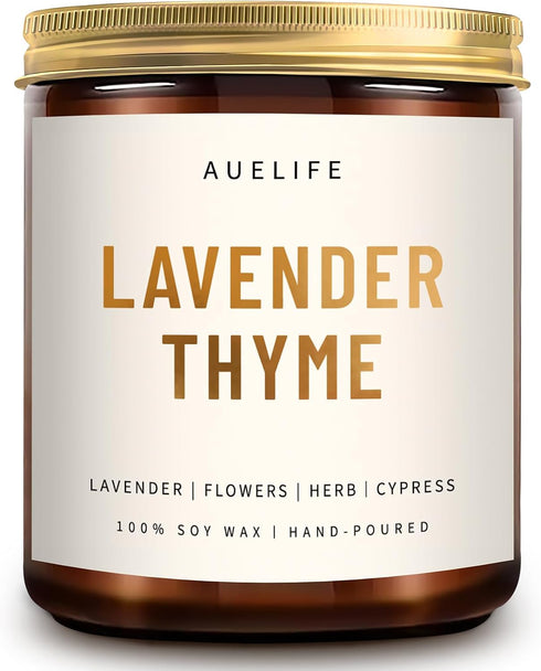 Scented Candles for Home - Lavender & Thyme Scented Candle | Aromatherapy Candles, Soy Candles for Home Scented, 7oz Amber Jar Candles Gift for Wo...