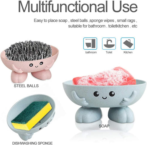 Soap Holder, Cute Soap Dish for Kids Children, Creative Lovely Bar Soap Tray Counter for Shower Bathroom Kitchen Countertop - Pink...