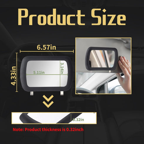 1 PC Car Sun Visor Vanity Mirror, Clip-on Automotive Cosmetic Vanity Mirror, Deluxe Makeup Sun-Shading Mirror, 6.57"x4.33" Universal Vehicle Inter...