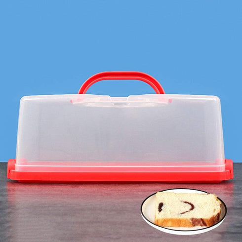Portable Bread Box with Handle Loaf Cake Container Plastic Rectangular Food Storage Keeper Carrier 13inch Translucent Dome for Pastries, Bagels, B...