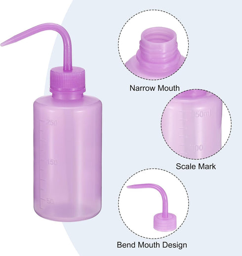 PATIKIL 250ml Wash Bottle, Plastic Squeeze Bottle Narrow Mouth Bottle Watering Tools for Lab Cleaning Washing Irrigation Liquid Storage, Purple...