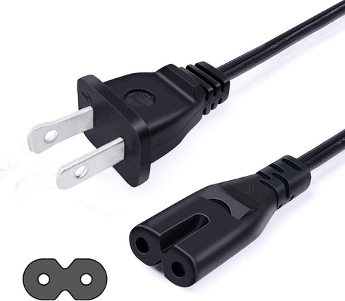 8Ft AC TV Power Cord for TCL Roku Samsung LG Haier Sony Insignia Jvc Sharp Toshiba Vizio Hisense Ultra HD Smart LCD TV Replacement 2 Prong IEC C7 ...