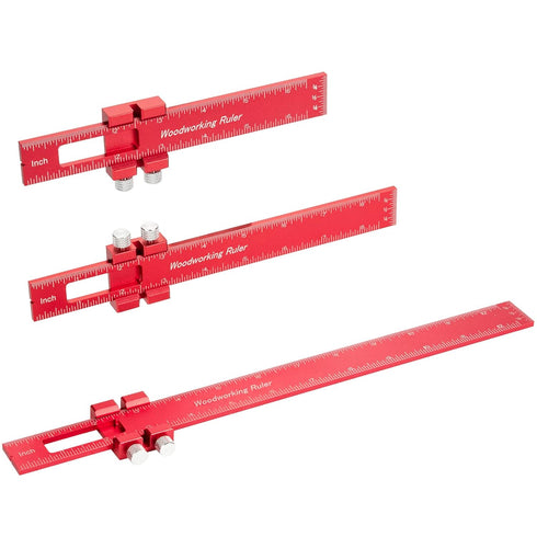 Woodworking Ruler Precision Pocket Rule - 12, 8, 6 Inch Metal Slide Stop Marking Ruler Metric Inch Measuring Wood Working Scribing Measure Tools -...