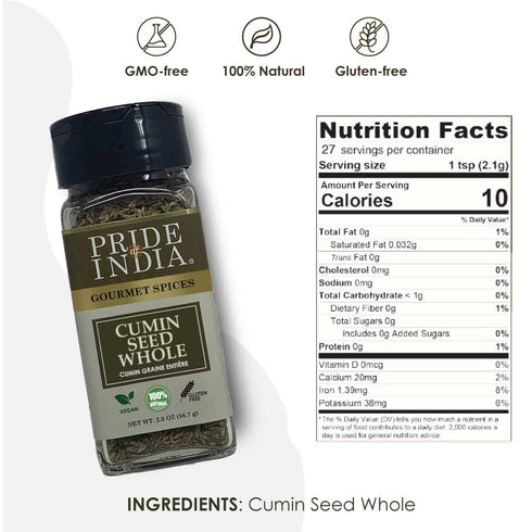 Pride of India – Cumin Seed Whole – Gourmet Indian Spice – Excellent for Culinary Uses – Fresh and Quality Seeds – Adds Flavor & Aroma – Easy to U...