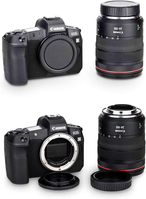 Camera Body Cap & Rear Lens Cap Cover Compatible for Canon EOS R100 R10 R8 R50 R3 R5 R6 RP kit RF Mount Lens (2 Pack)...