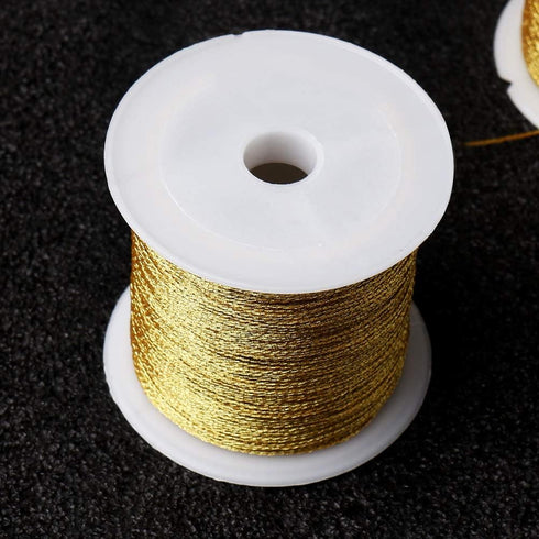 Pengxiaomei 218 Yards/656 Feet Metallic Cord Gold Twine, 2 Spool Gold Thread String for Bracelet Making Jewelry Making Thread Gold Craft String Ti...