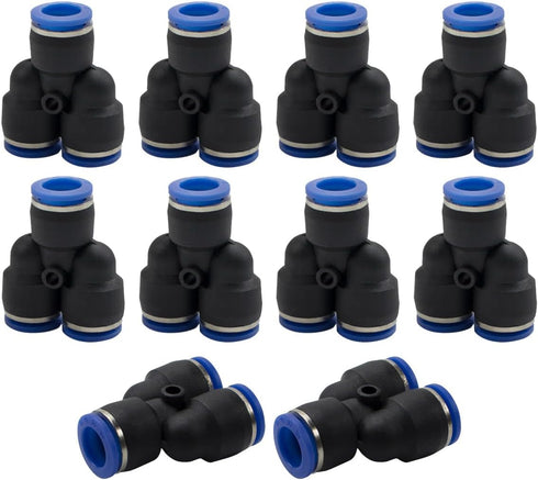 10 Pcs 6mm 3 Way Y Splitter Push in Connect Pneumatic Fitting,3 Way Plastic Quick Release PY Air Line Adapter...
