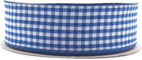 VIVIQUEN Blue Gingham Ribbon Checkered Ribbon 1-Inch 25 Yard Each Roll 100% Polyester Woven Edge (Blue)...