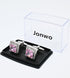 Pink Crystal Square Silver Cufflinks for Men Lady In Gift Case Classic Faceted Gemstone Men's Cufflinks Jewelry Set for Wedding Anniversary Busine...