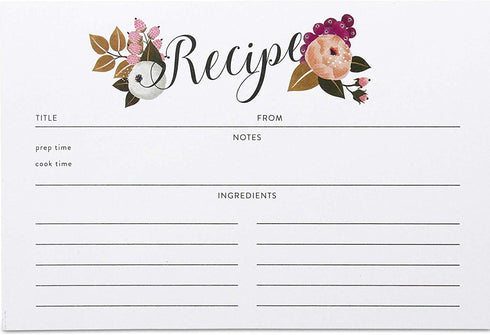 Polite Society Recipe Cards Set 55 Double Sided Recipe Cards 4x6 inches. Thick Card Stock...