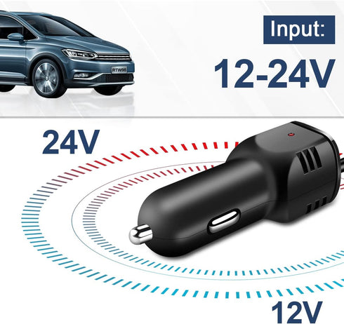 Dash Camera Car Charger, Mini USB and Micro USB Interfaces, Driving Recorders Power Cord Universal Car Adapter Power Cord 3.5m/11.5ft 12V/24V to D...
