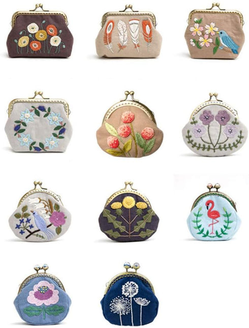 1 Set Coin Purse Embroidery Pouch Making Kit Lock Embroidery Tool DIY Coin Bag (Dandelion Style)......