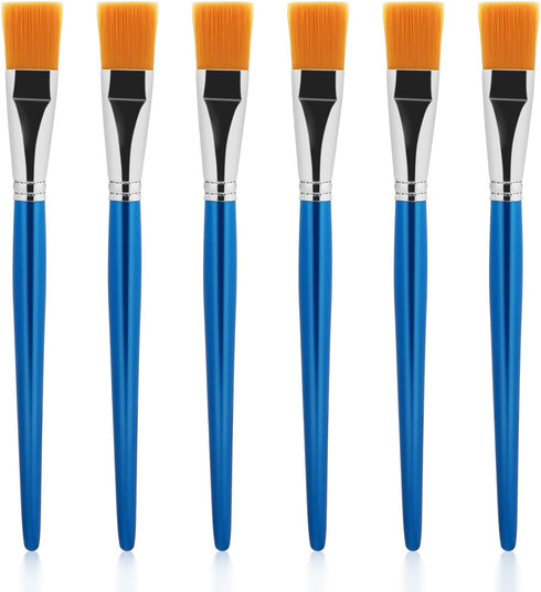 6Pcs Paint Brushes 1 inch,Flat Paint Brushes for Acrylic Painting Watercolor Quality Synthetic Artist Paint Synthetic Paint Brushes with Wooden Ha...