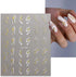 Gold Nail Art Stickers Metallic Line Nail Decals 3D Self-Adhesive Gold Silver Curve Stripe Wave Nail Design Luxury French Tip Manicure Nail Art Su...