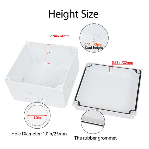 LeMotech Junction Box with Reserved Holes ABS Plastic Electrical Box IP65 Waterproof Dustproof Project Enclosure for Electronics White 5.9X 5.9X 3...