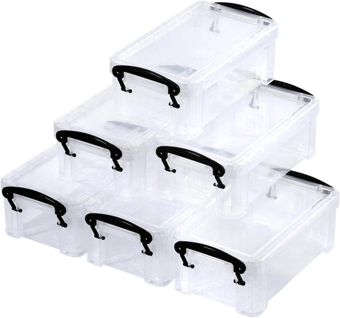 6 Pcs Mini Plastic Boxes, 5.5'' x 3'' x 1.8'' Small Clear Storage Containers with Locking Lids, Clear Plastic Organizers for Crafts, Stationery, J...