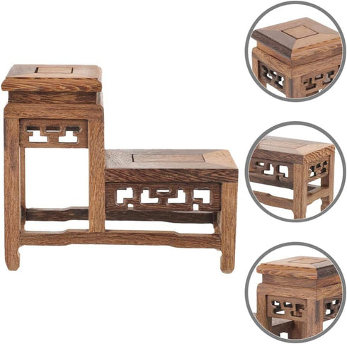 Angoily Vintage Display Stand Wood Stand for Crafts Figurine Display Base Tabletop Wood Base Vase Display Stand Flower Vase Base Buddha Statue Sta...