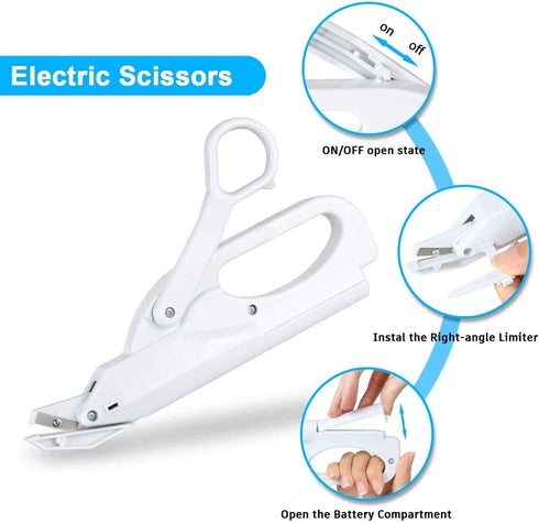 Electric Scissors, Multipurpose Home Electric Fabric Scissors with Safety Switch, Battery Operated Handheld Electric Scissors Tailor Sewing Scisso...