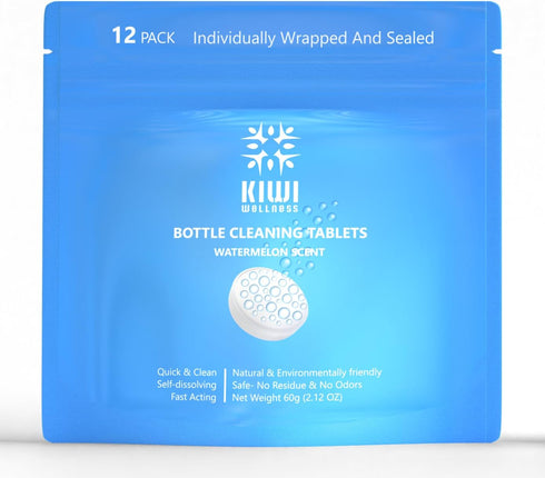 Bottle Cleaning Tablets (Pack of 12), No Scrubbing Needed, Just Drop in and Forget, Removes Limescale and Kettle Rust (12)...