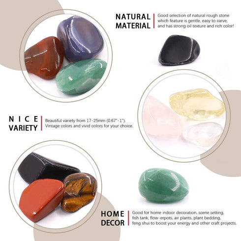 Hilitchi 1lb Bulk Large Natural Tumbled Polished Brazilian Stones Gemstone Healing Crystals Quartz for Wicca, Reiki, and Energy Crystal Healing (B...