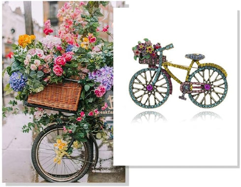 Crystal Rhinestone Creative Bicycles Brooch Pin for Women Retro Elegant Handmade Blue Brooches Pins Classic Wedding Fashion Jewelry Accessories Gi...