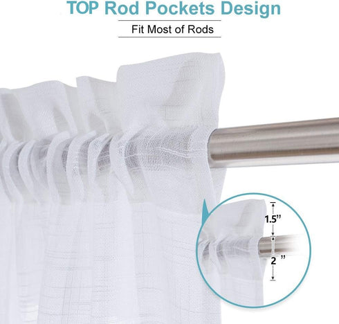 Cozynight White Sheer Tier Curtains 36 inch Length Linen Curtain Sheers Transparent Half Window Curtains Kitchen Tiers Bathroom Cafe Curtain Light...