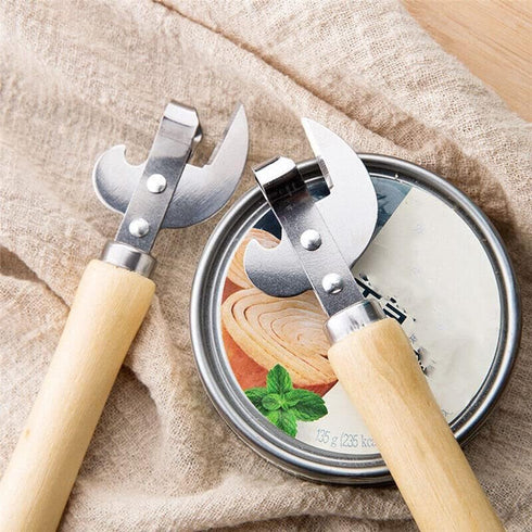 Stainless Steel Kitchen Utensil Multifunctional Lid Remov-e Side Cut Manual Can Opener with Wood Handle...