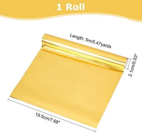 SUPERFINDINGS 1 Roll Gold Reactive Foil 16.4Ftx7.7in Metallic Transfer Foil Paper Transfer Sheets for DIY Craft Embossing Scrapbooking Cards Leath...