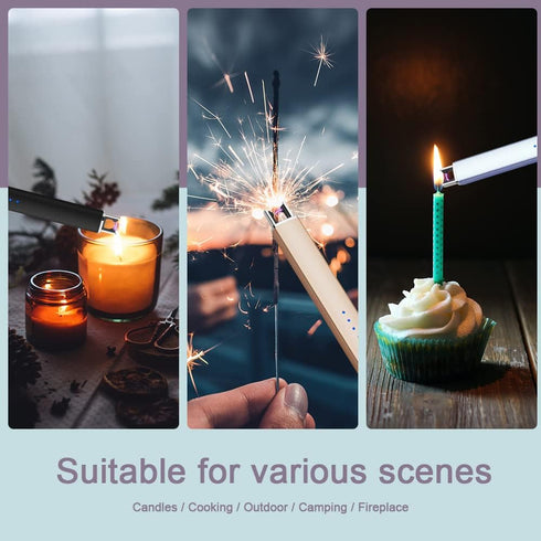 Electric Arc Windproof Lighter Flameless USB Rechargeable Lighter with Safety Lock for Candle BBQ Camping (Black)...