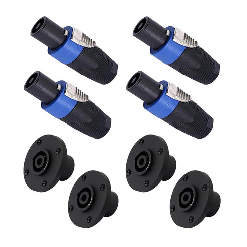 ITSROXUS Upgraded Audio Speaker Plug Kit, 4 Pole Twist Lock Speaker Plug Female Panel Mount Compatible with Neutrik Speakon NL4FC, NL4FX, NLT4X, N...