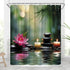 Zen Shower Curtain Asian Lotus Bamboo Zen Stone Floral Water Ripple Spa Relaxation Elegant Plant Wildflower Rustic Bathroom Decor Curtains 70x70 i...
