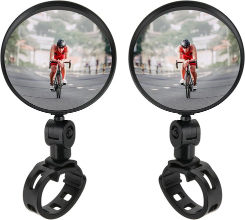 Cosmos 2 Pcs Bike Mirror Cycling Rear View Mirror HD Glass Convex Mirror 360 Degree Adjustable Rotatable Bicycle Handlebar Mirror Wide Angle Safet...