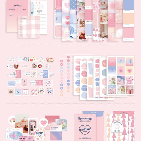 LA QUEENIE Aesthetic Scrapbook Kit,326pcs Scrapbooking Supplies Kit,Art Journaling Supplies with Stationery,A6 Grid Notebook,Scrapbook Gift for Te...