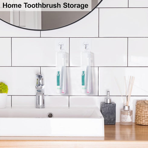 Toothbrush Case 2 Packs, Transparent Toothbrush Travel Case, Plastic Toothbrush Holder Travel Size, 7.87 x 1.85 x 1.18 inches Portable Toothbrush ...