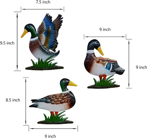 Mallard Metal Wall Decor 9 Inch Wall Art Hanging Green Duck Wall Decoration Mallard Wall Sculpture Outdoor Article Craft for Garden Patio Fences B...